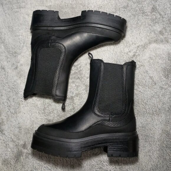 Sam Edelman Lulia Black Chunky Heel Rounded Toe Pull On Sz 5 Chelsea Ankle Boots - Picture 16 of 16